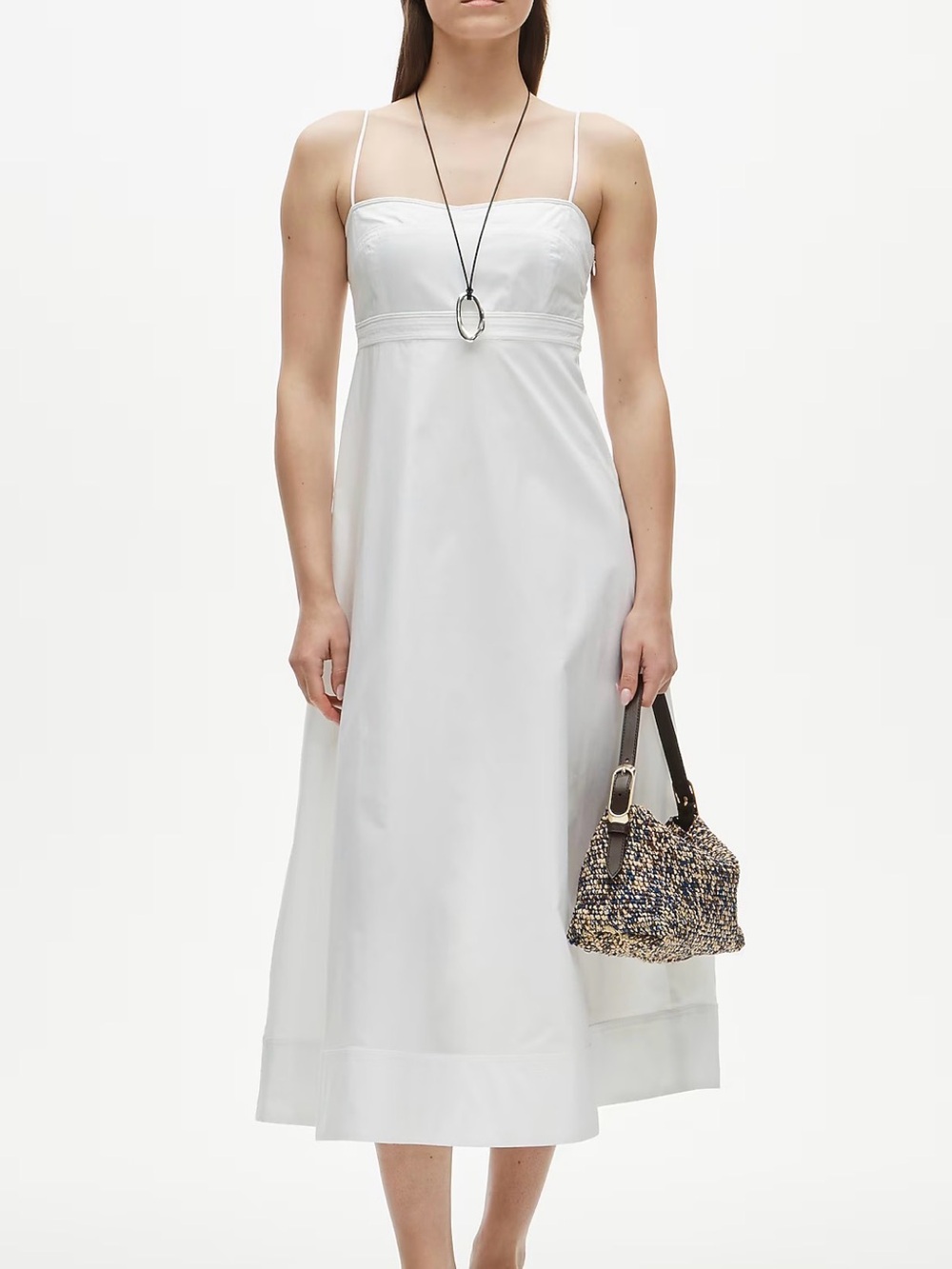 J. Crew White 100% cotton sweetheart spaghetti strap A lineMidi Dress SZ12 NWT
